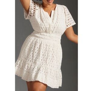 NWT! Anthropologie The Somerset Mini Eyelet Dress White Size 2X